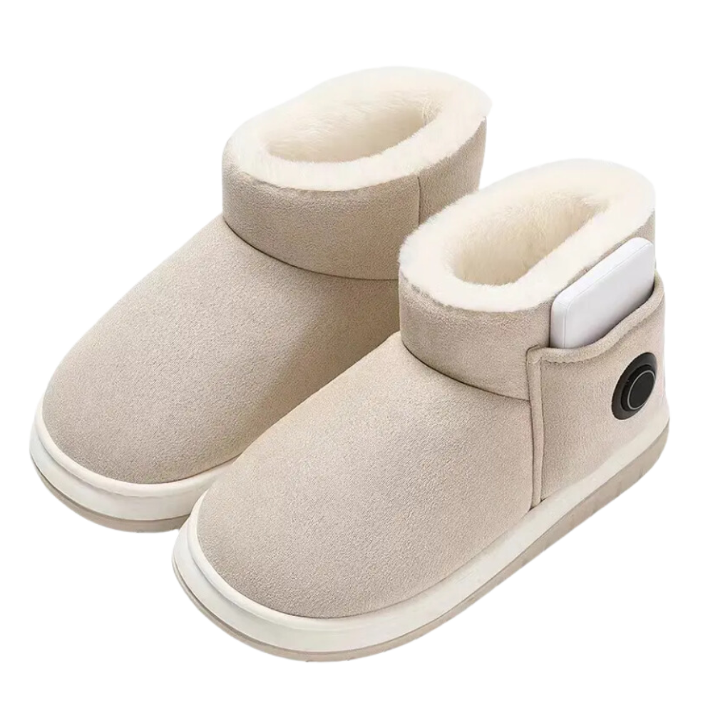 Graphene Heated Cotton Shoes -Beige - Ozerty